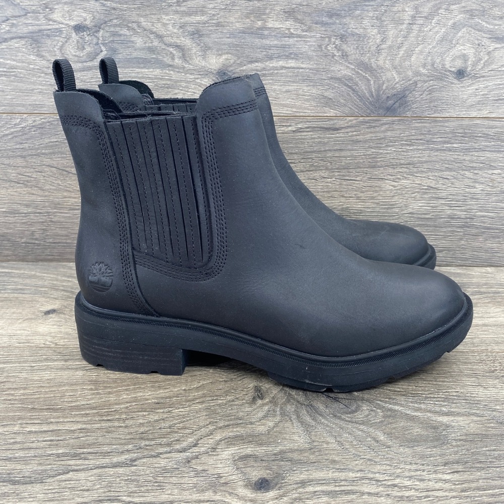 Timberland Courmayeur Valley Chelsea Boots Womens 9.5 Black Leather A2PBB